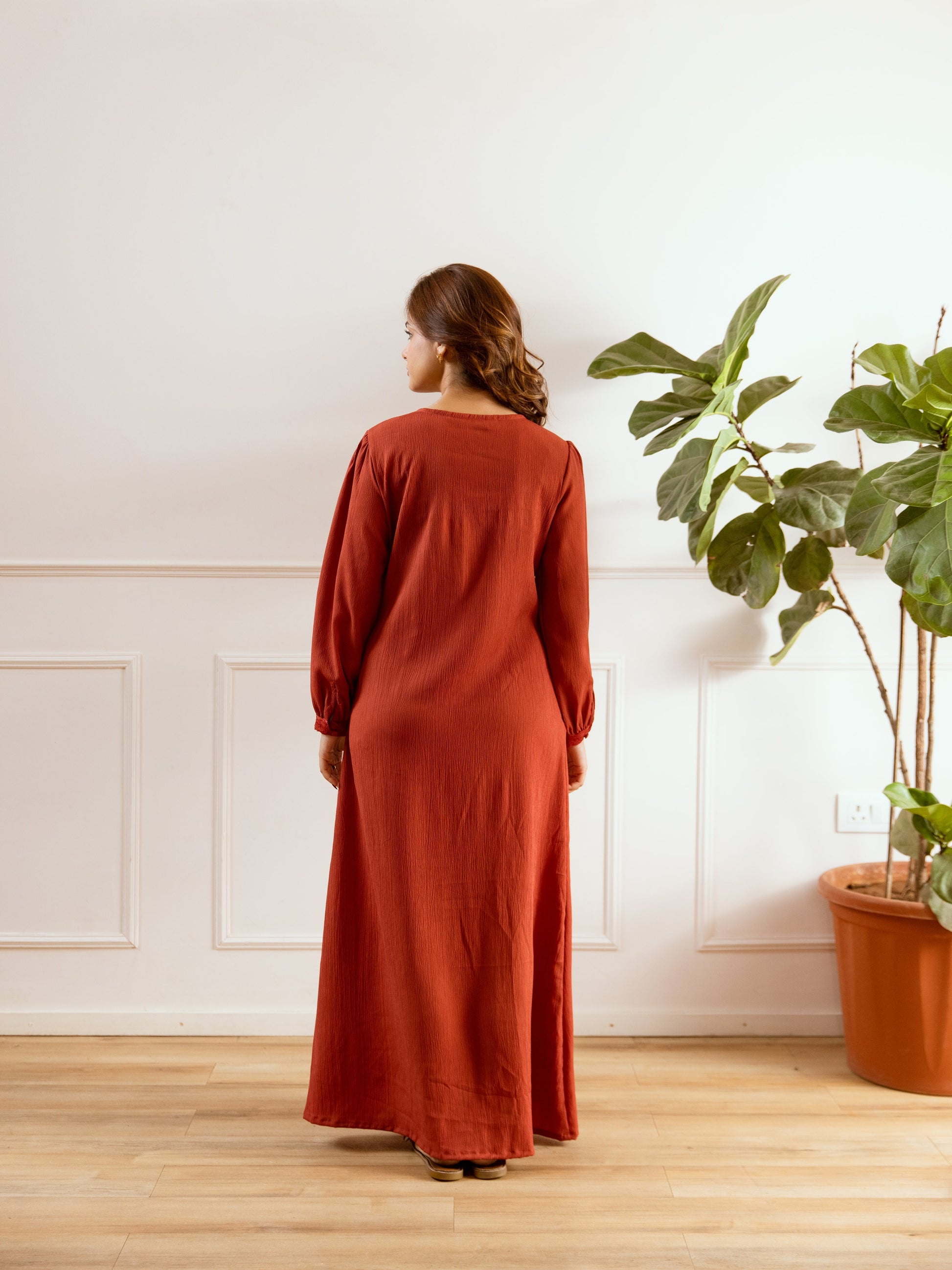 Rust Soft Crepe Night Maxi