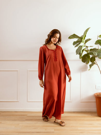 Rust Soft Crepe Night Maxi