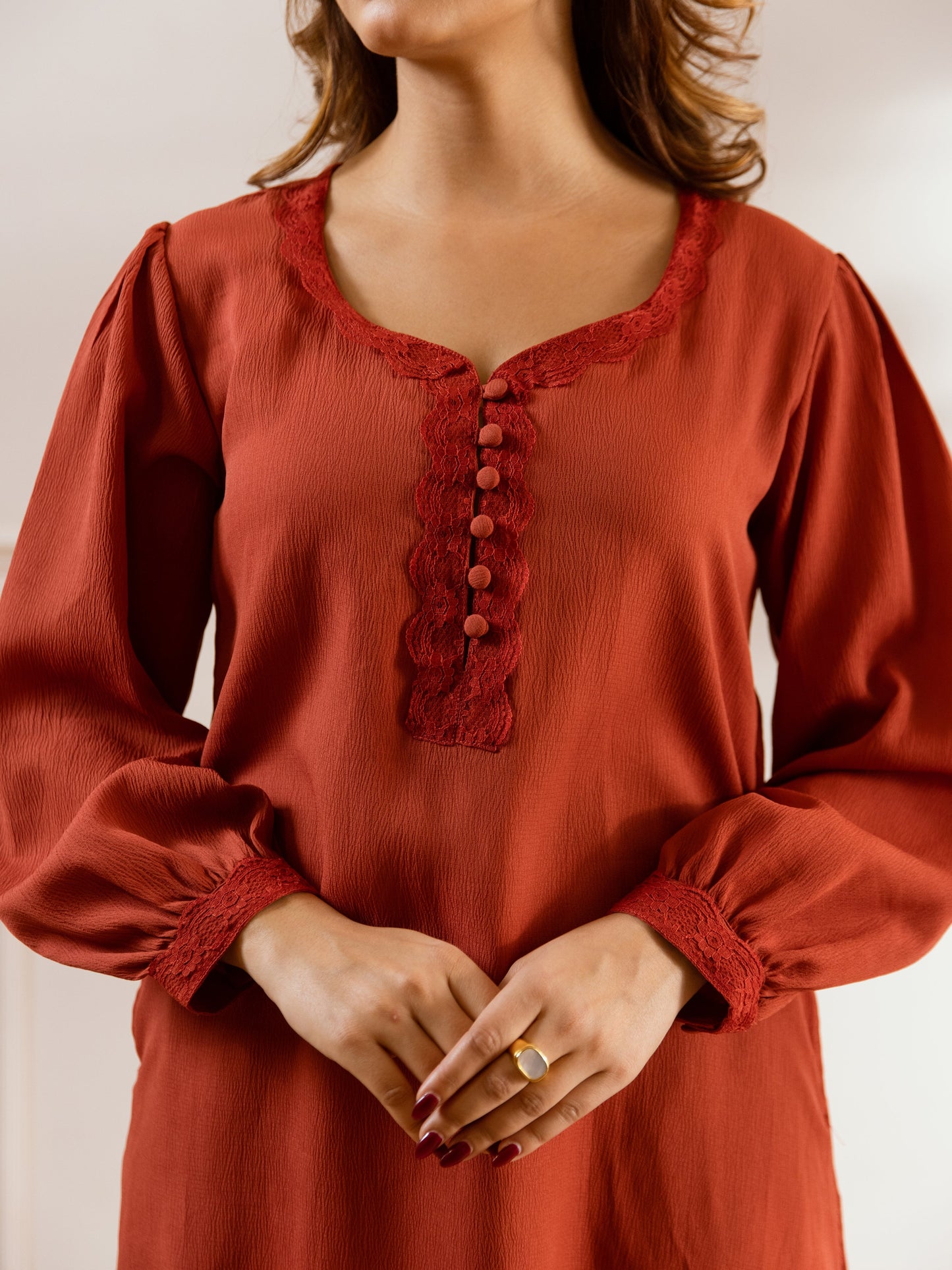 Rust Soft Crepe Night Maxi