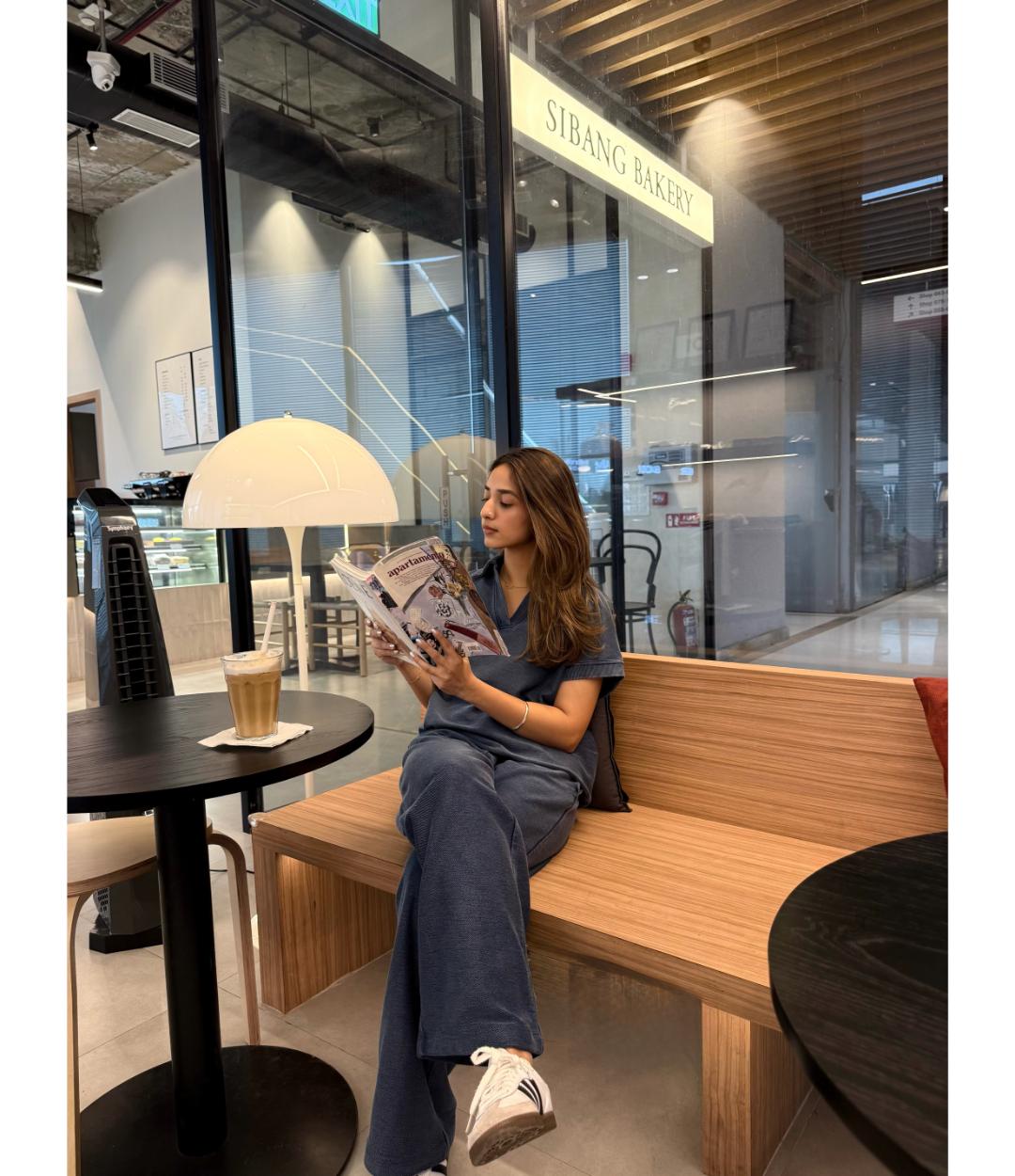 Blue Textured Terry Long Polo Set