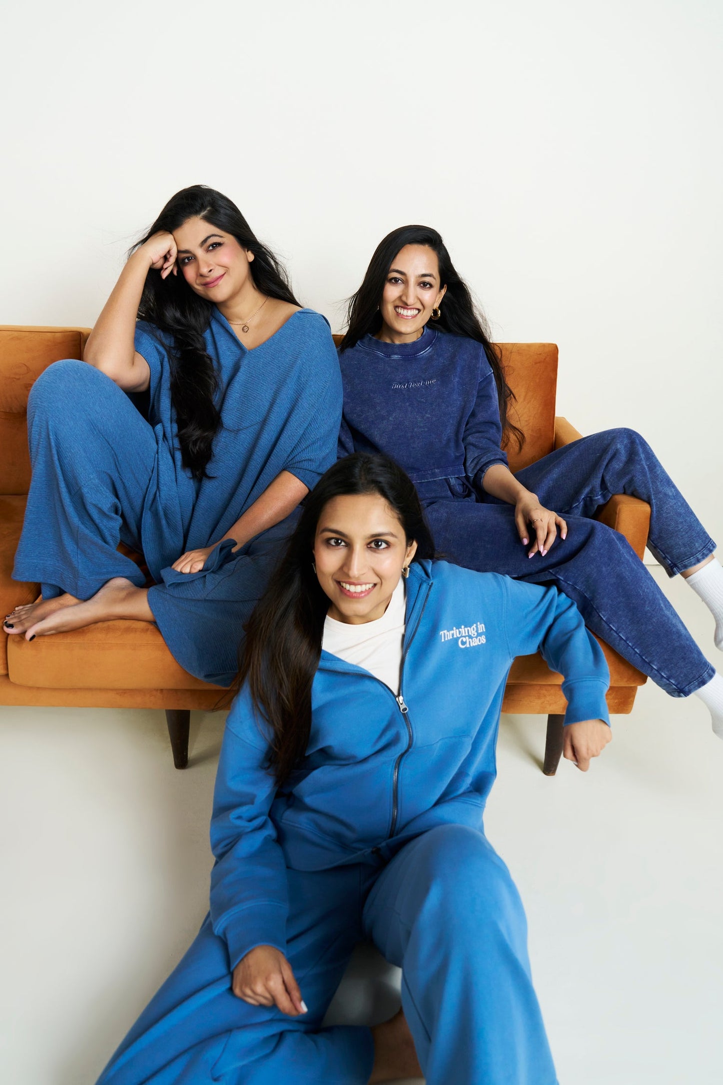 'Just Text Me' Denim Wash Cropped Sweatshirt