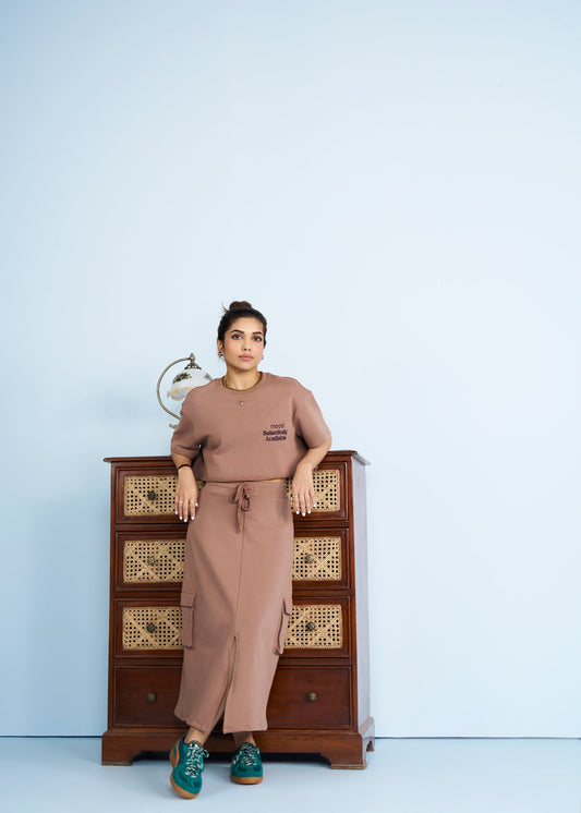 Mocha Terry Skirt Co-ord Set