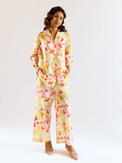 Tropical Multicolor Pleated Back Co-Ord Set