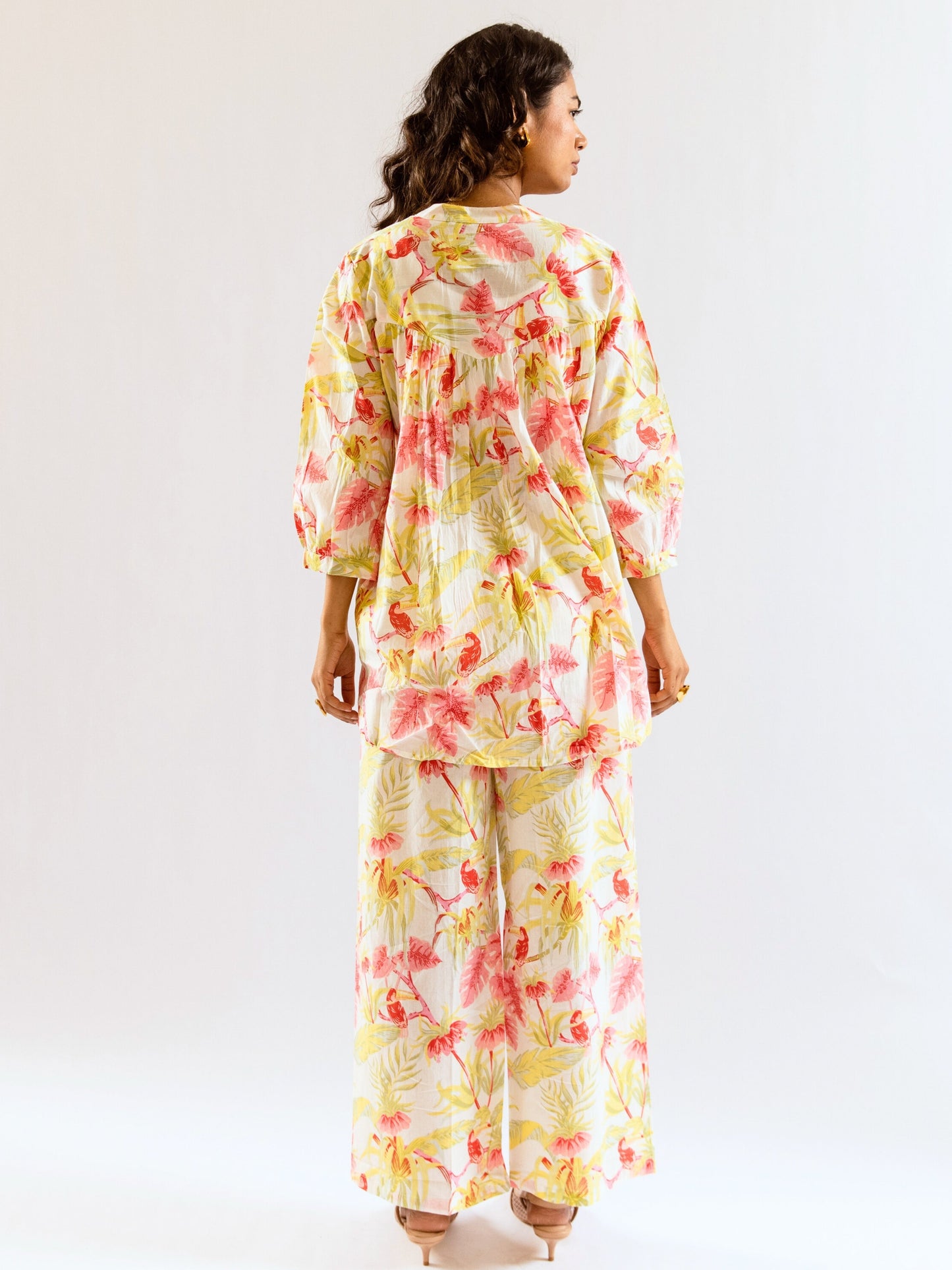 Tropical Multicolor Pleated Back Co-Ord Set