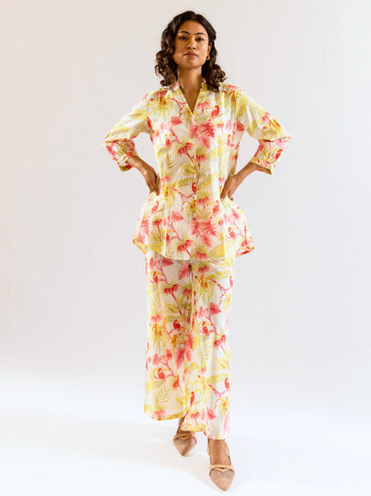 Tropical Multicolor Pleated Back Co-Ord Set