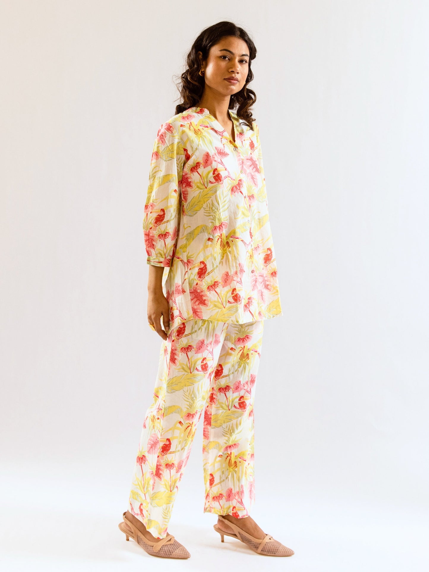 Tropical Multicolor Pleated Back Co-Ord Set