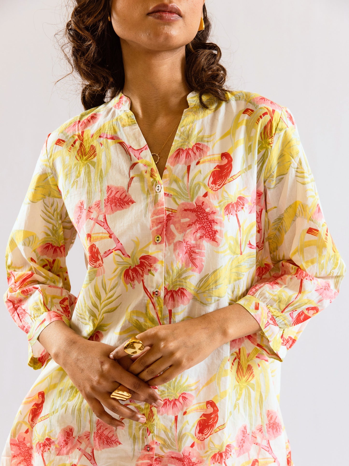 Tropical Multicolor Pleated Back Co-Ord Set