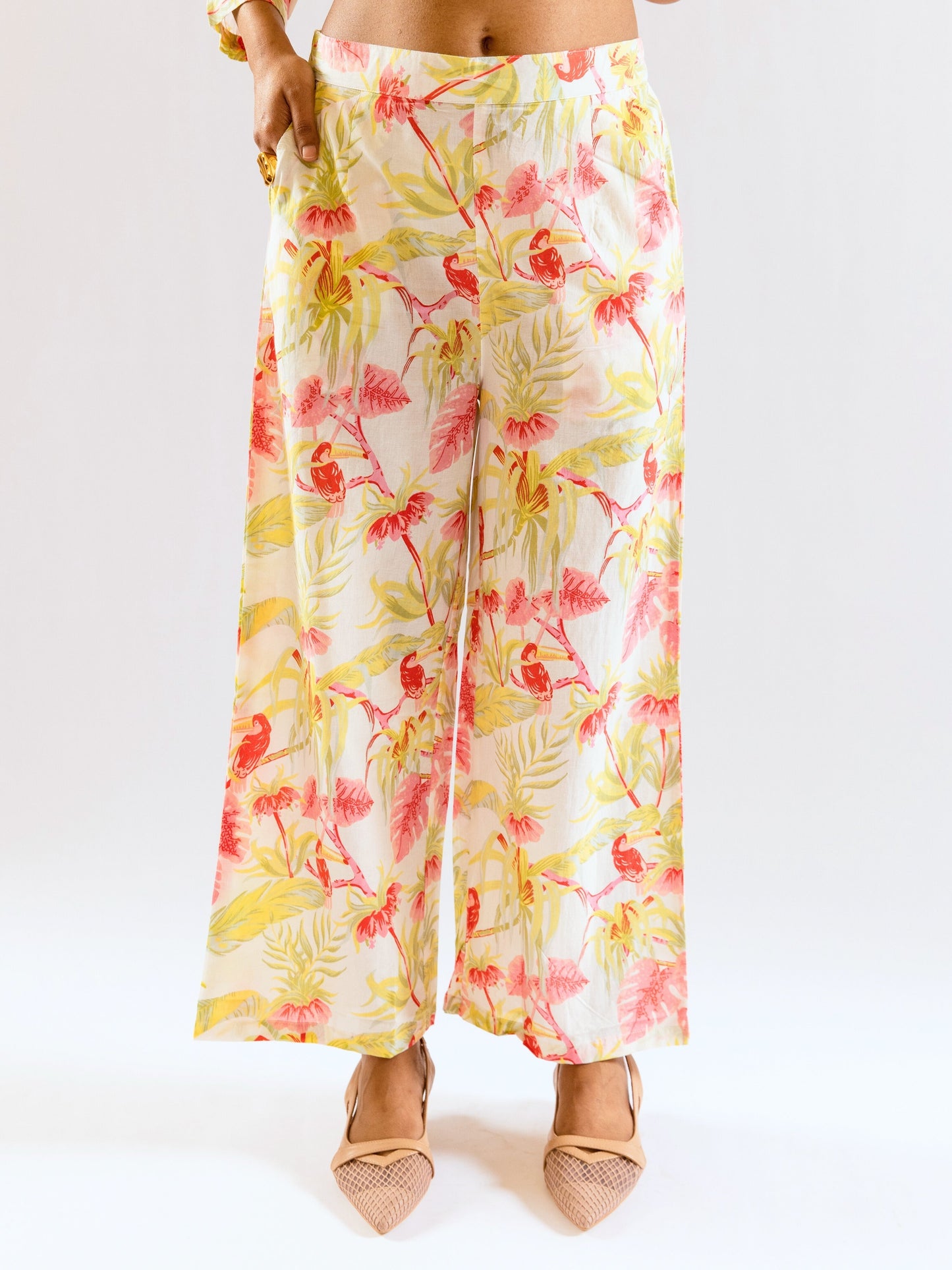 Tropical Multicolor Pleated Back Co-Ord Set