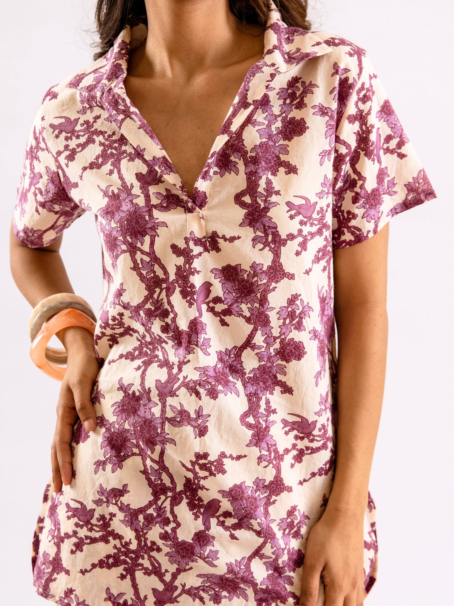 Tropical Royal Plum Short Sleeve Co-Ord Set