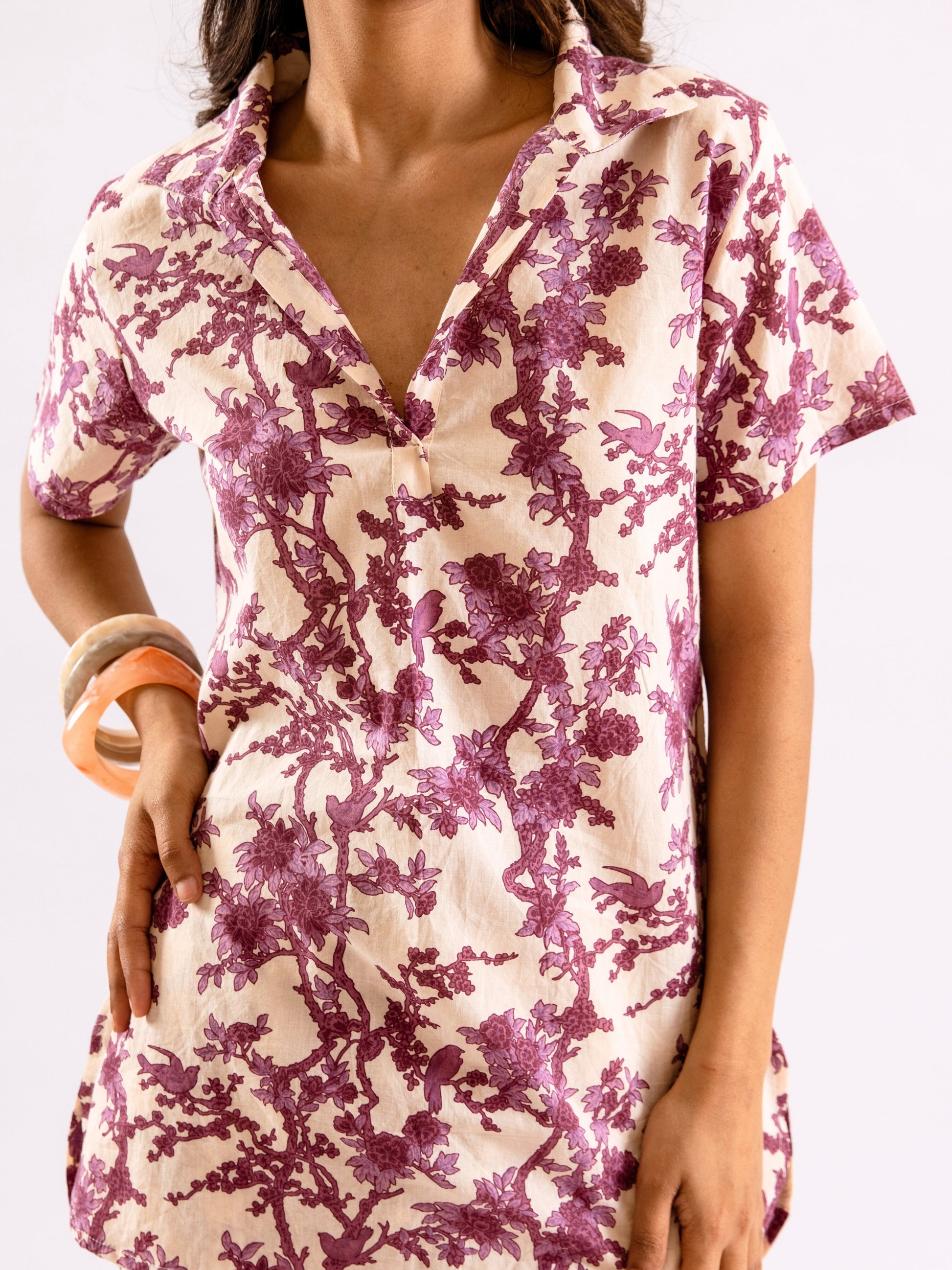 Tropical Royal Plum Short Sleeve Co-Ord Set