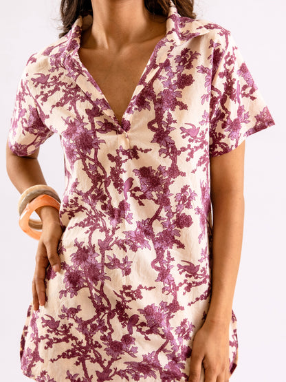Tropical Royal Plum Short Sleeve Co-Ord Set