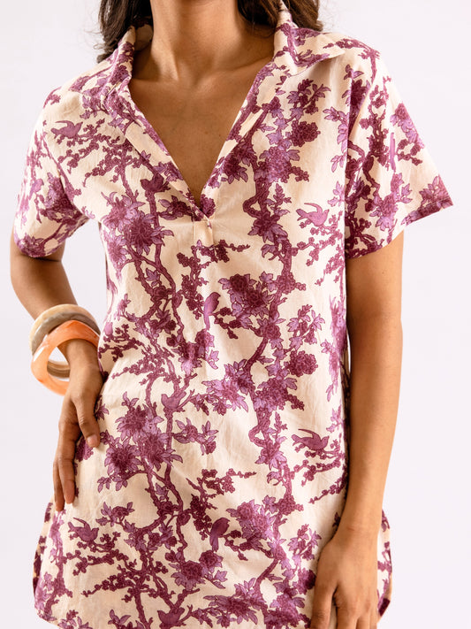 Tropical Royal Plum Short Sleeve Co-Ord Set