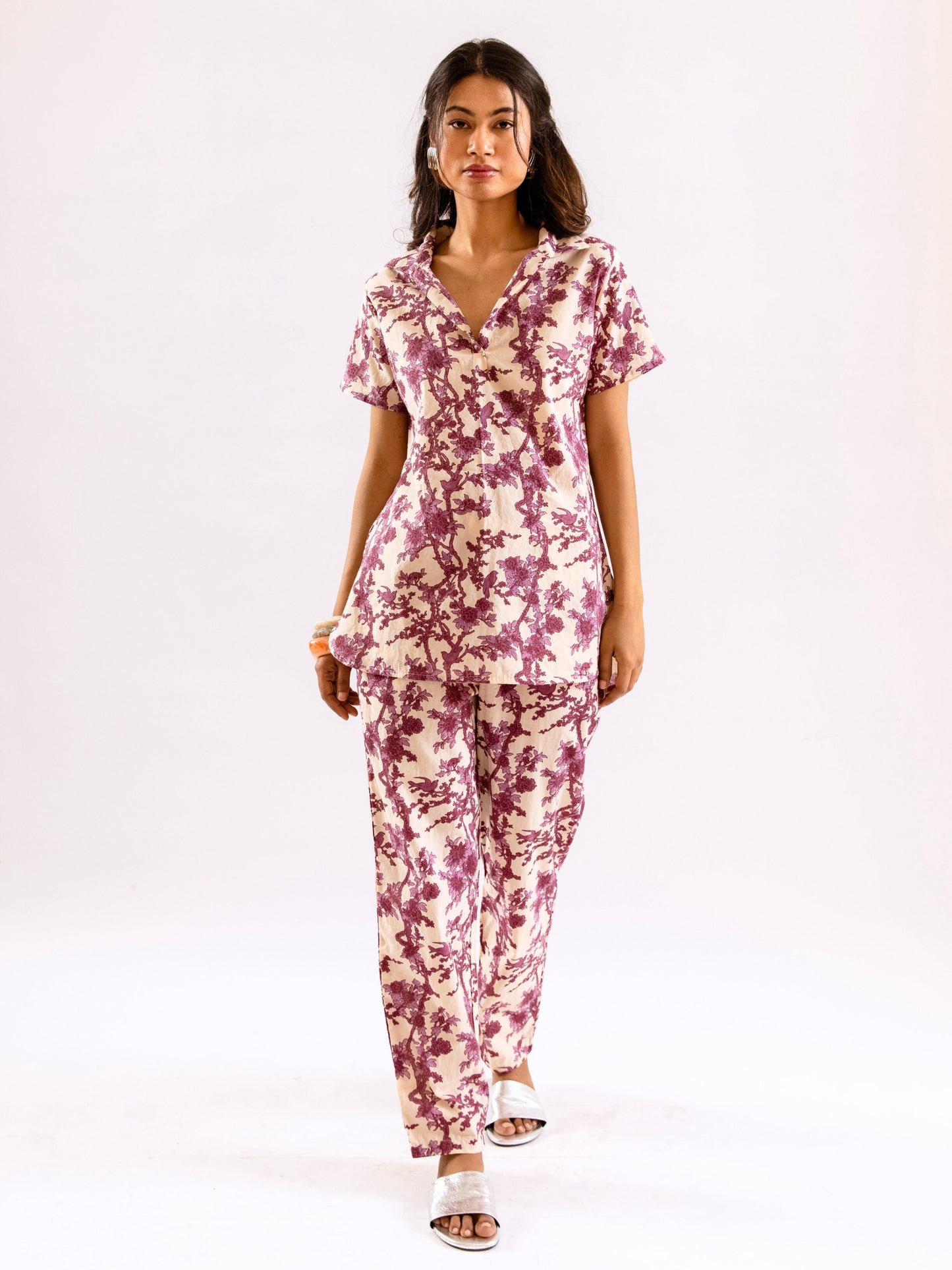 Tropical Royal Plum Short Sleeve Co-Ord Set