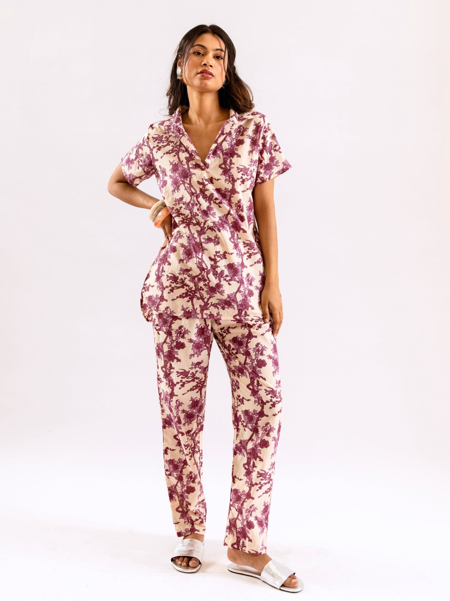 Tropical Royal Plum Short Sleeve Co-Ord Set