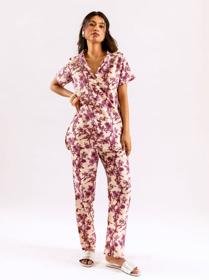 Tropical Royal Plum Short Sleeve Co-Ord Set