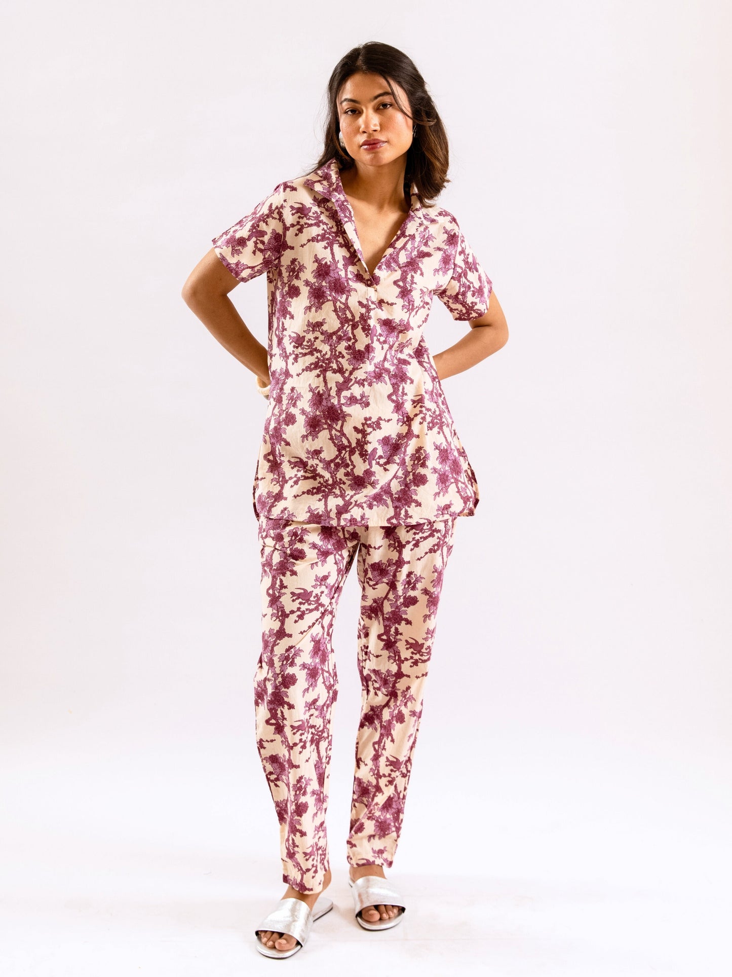 Tropical Royal Plum Short Sleeve Co-Ord Set