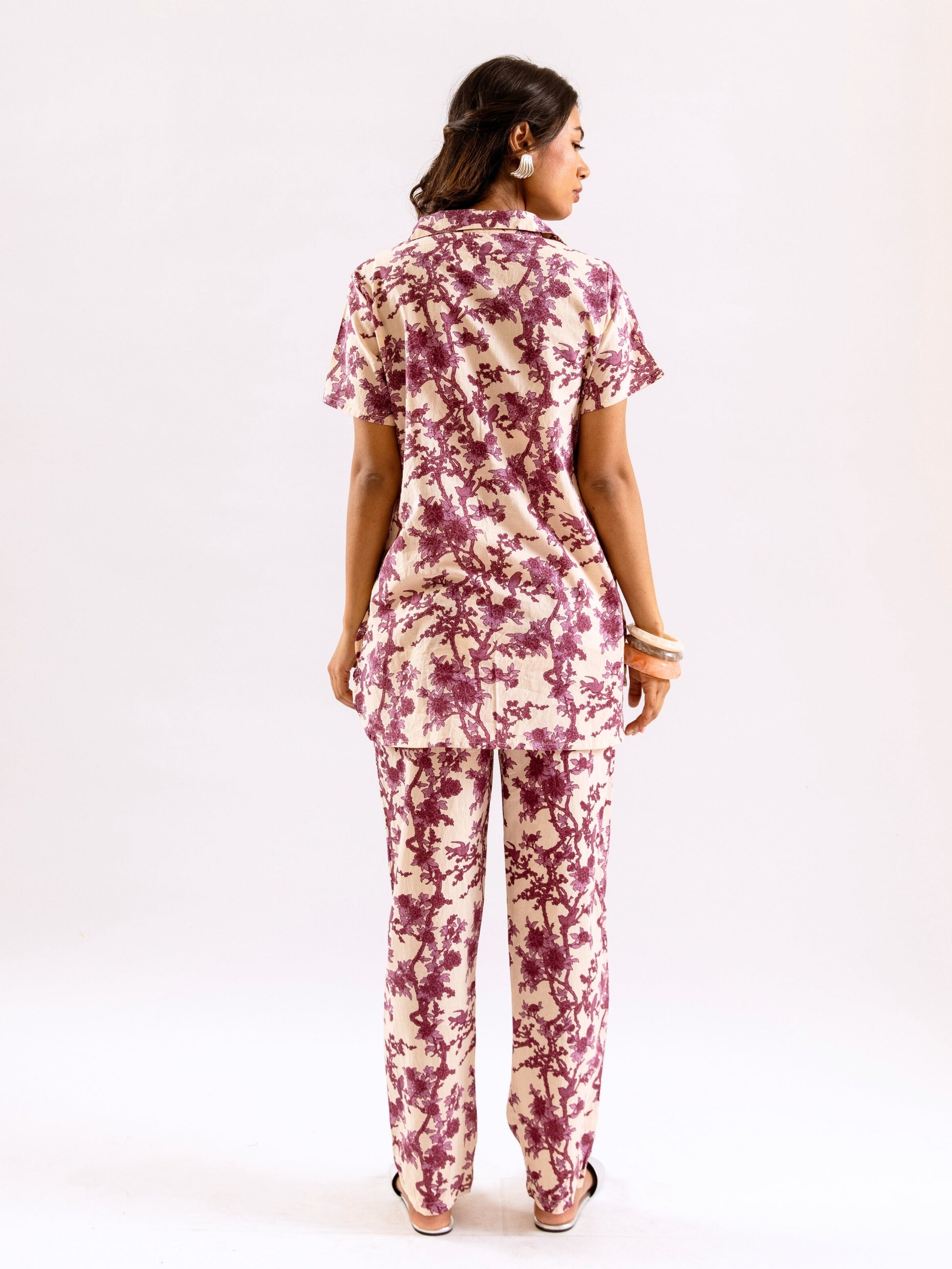 Tropical Royal Plum Short Sleeve Co-Ord Set