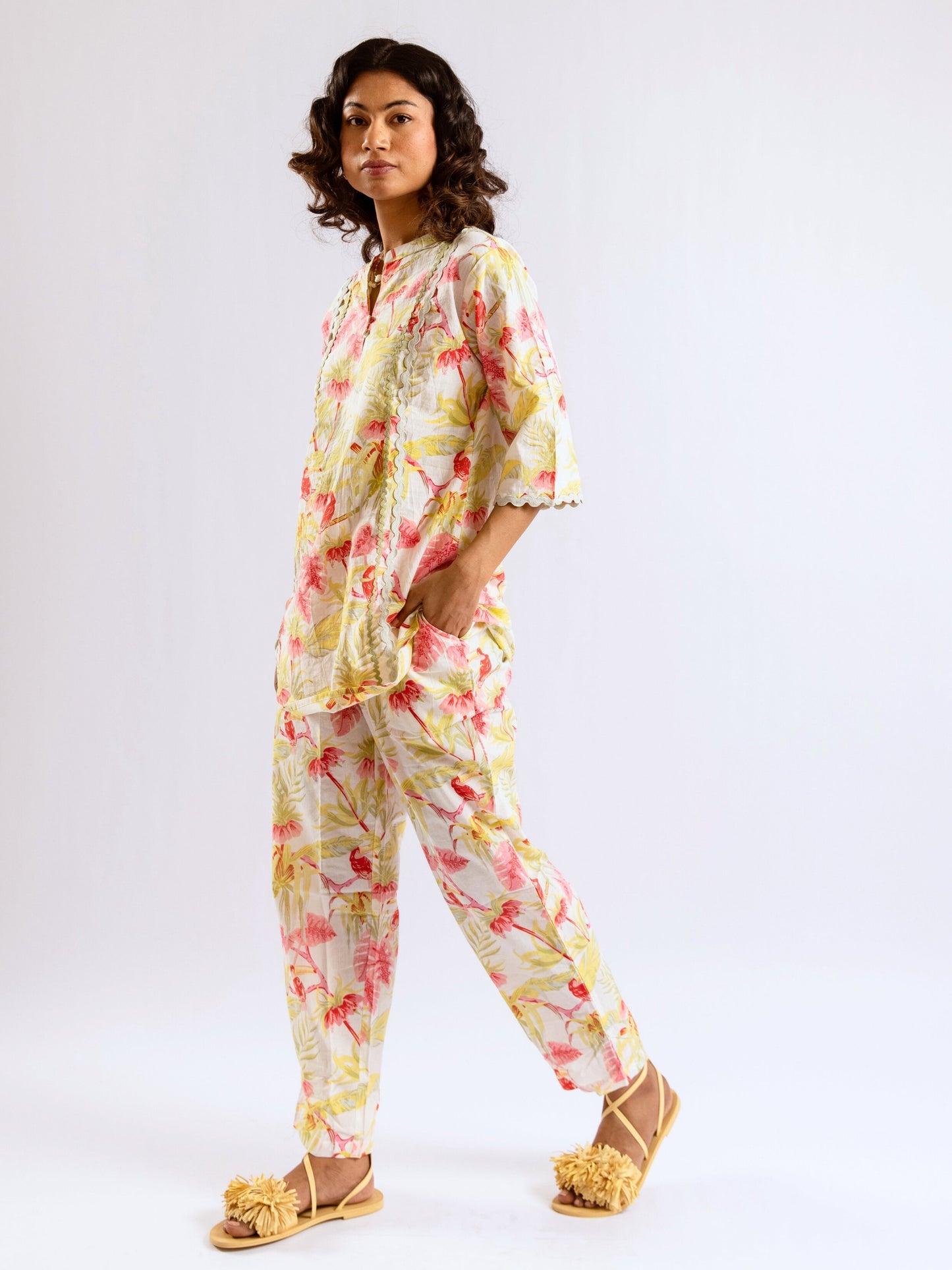 Tropical Pearl Garden Bloom Round Collar Co-Ord Set
