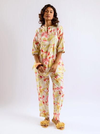 Tropical Pearl Garden Bloom Round Collar Co-Ord Set