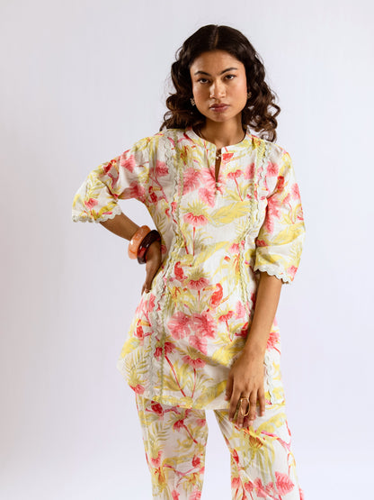 Tropical Pearl Garden Bloom Round Collar Co-Ord Set