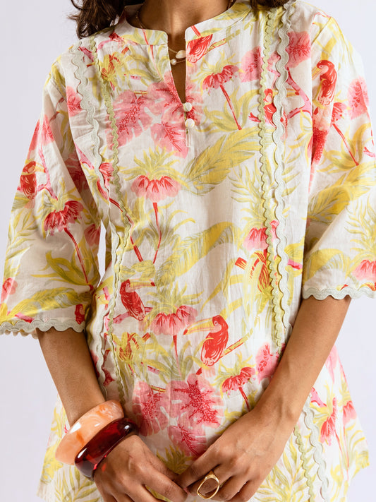 Tropical Pearl Garden Bloom Round Collar Co-Ord Set