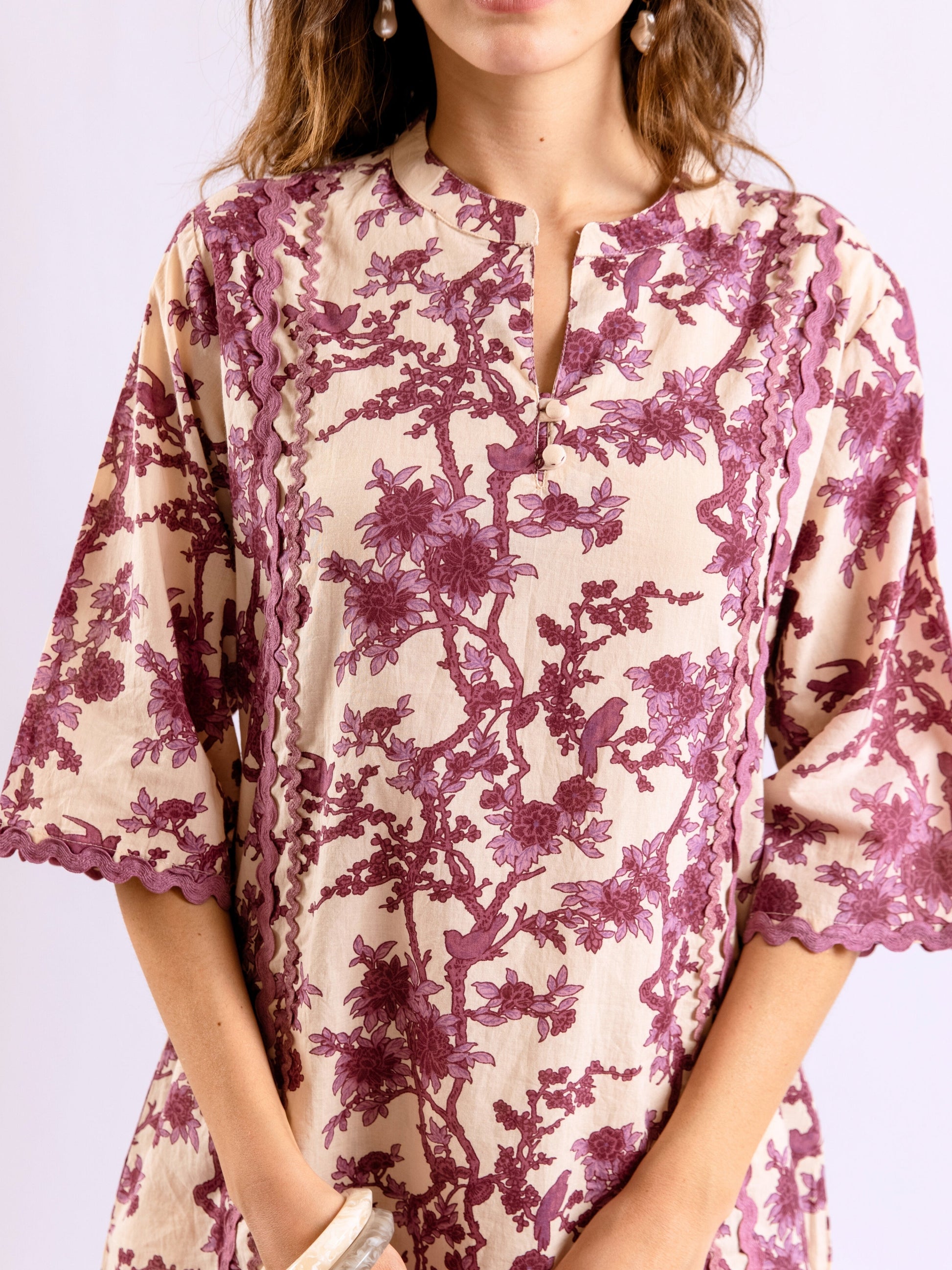 Tropical Deep Lavender Round Collar Co-Ord Set