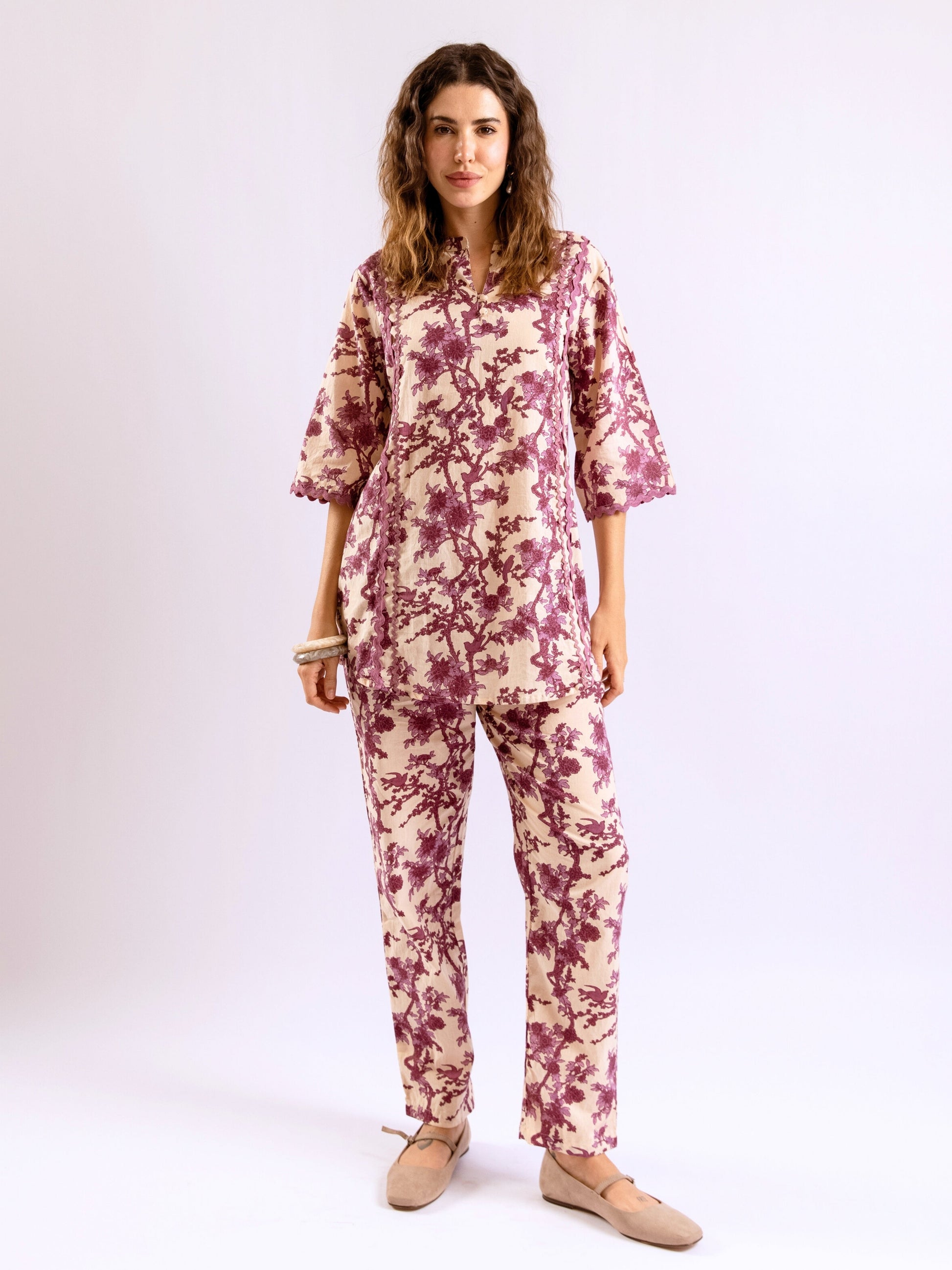 Tropical Deep Lavender Round Collar Co-Ord Set