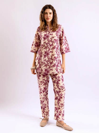 Tropical Deep Lavender Round Collar Co-Ord Set