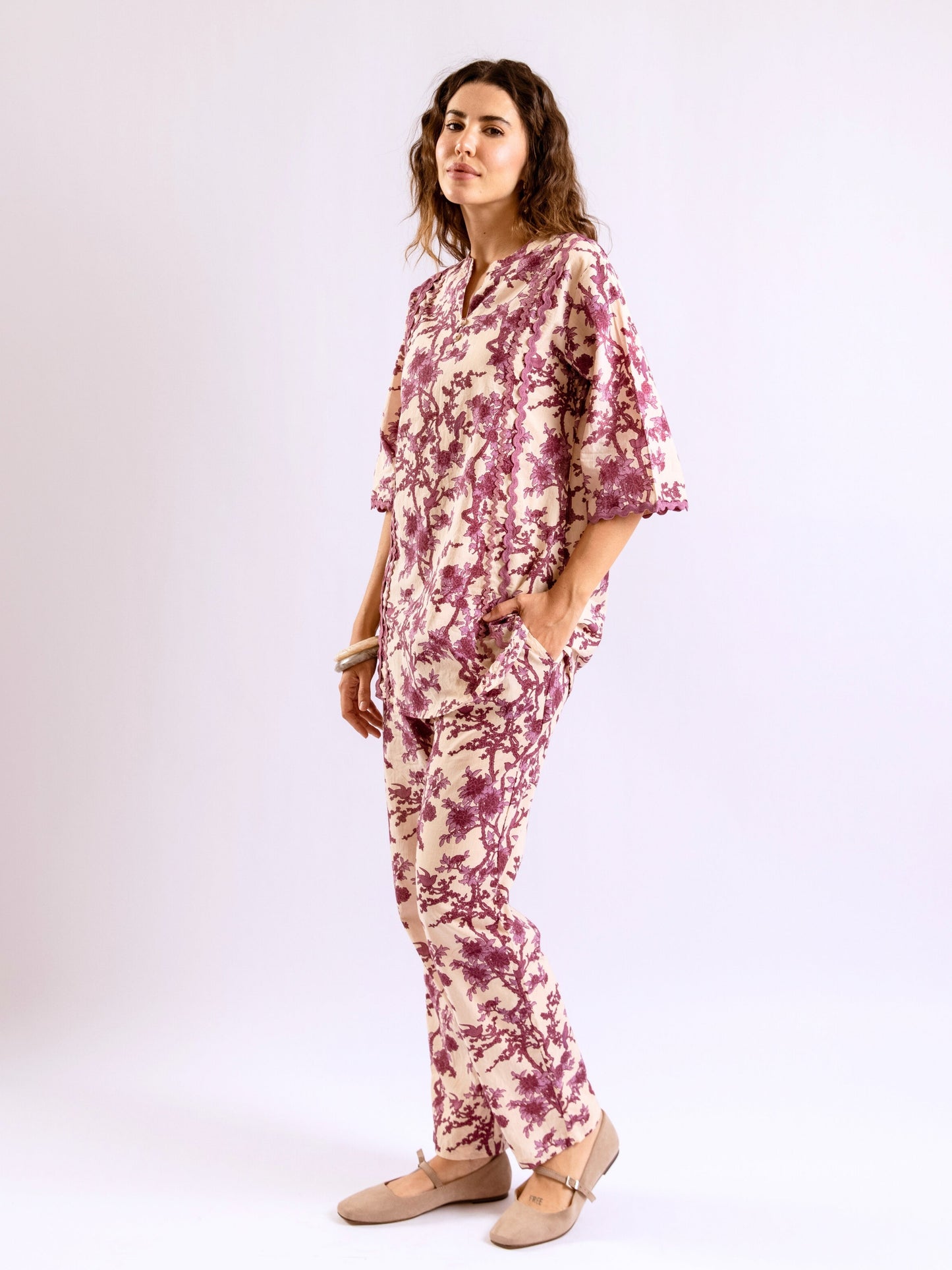 Tropical Deep Lavender Round Collar Co-Ord Set