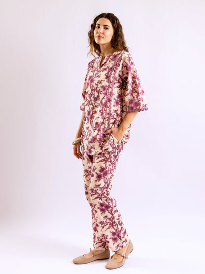Tropical Deep Lavender Round Collar Co-Ord Set