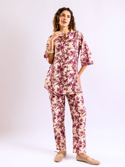 Tropical Deep Lavender Round Collar Co-Ord Set
