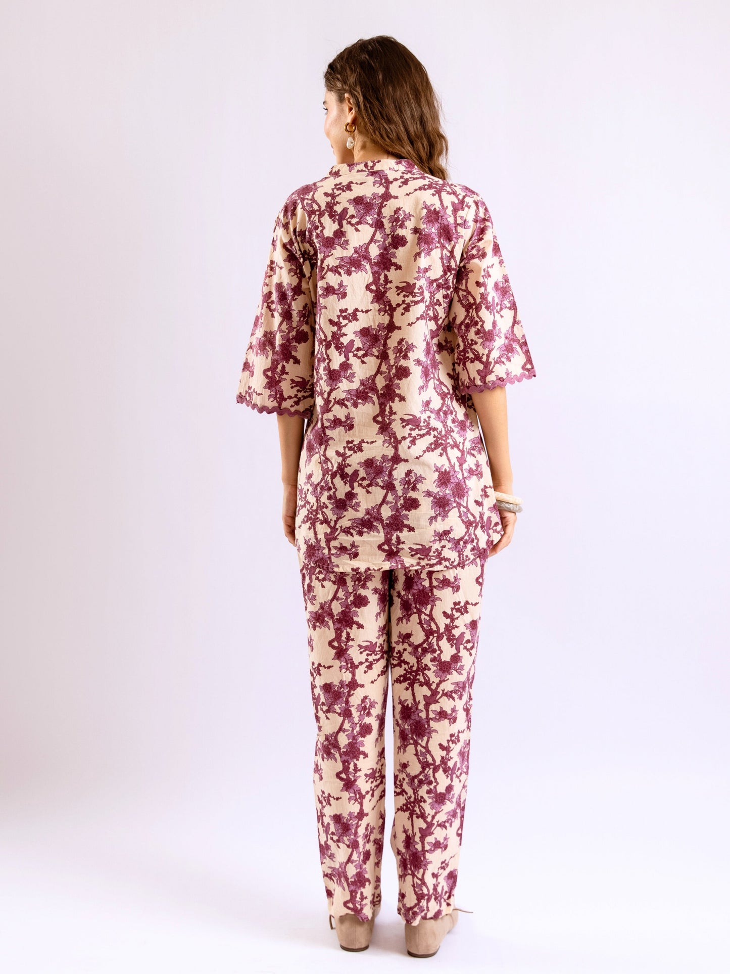 Tropical Deep Lavender Round Collar Co-Ord Set