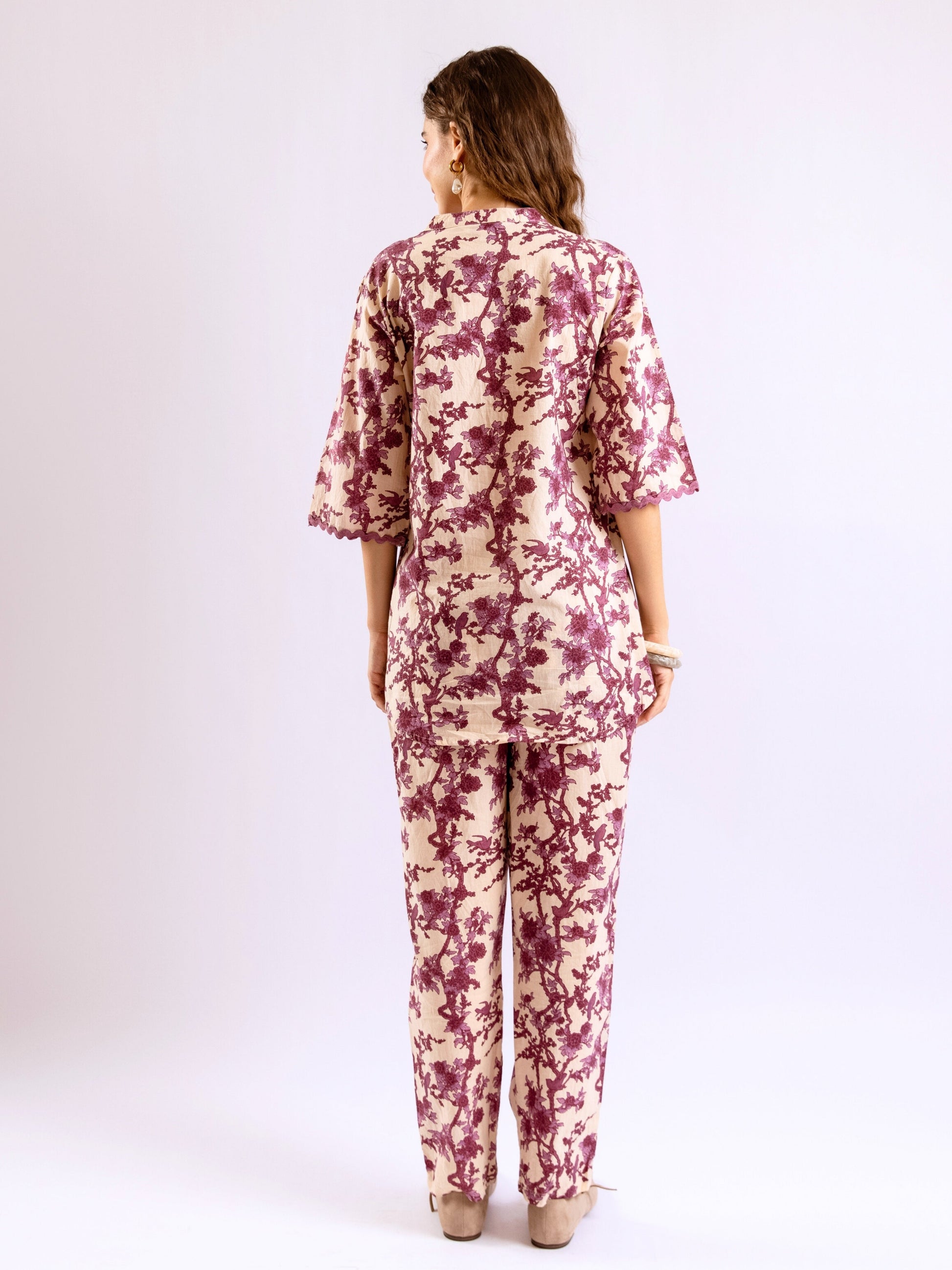 Tropical Deep Lavender Round Collar Co-Ord Set