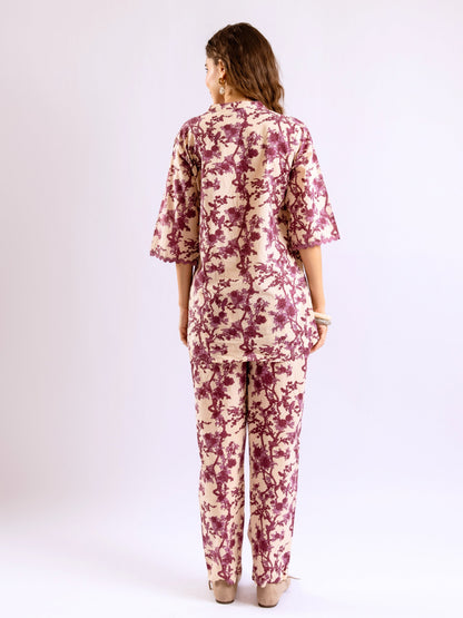 Tropical Deep Lavender Round Collar Co-Ord Set