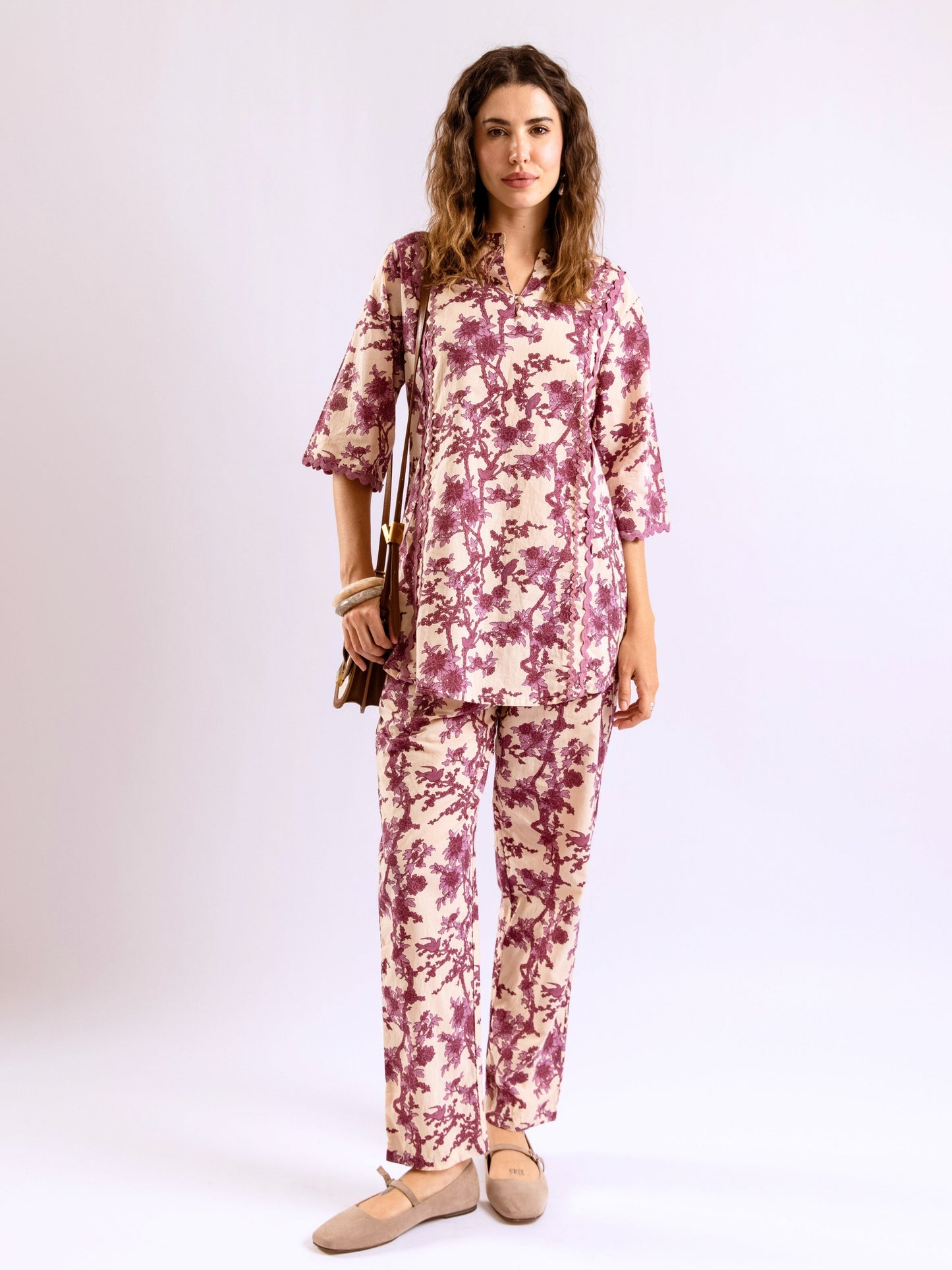 Tropical Deep Lavender Round Collar Co-Ord Set