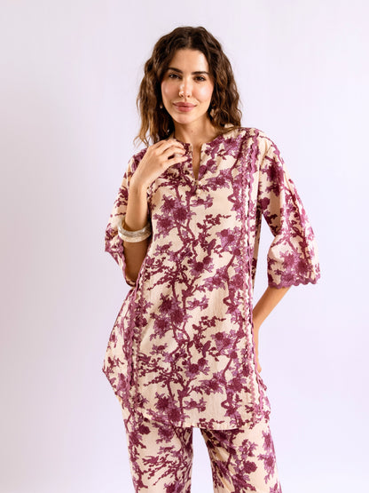 Tropical Deep Lavender Round Collar Co-Ord Set