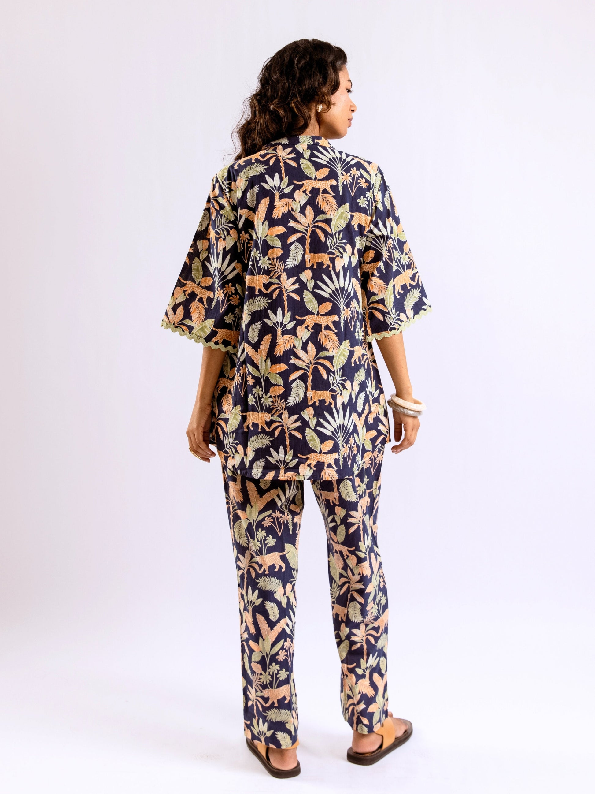 Tropical Navy Tiger Blaze Round Collar Co-Ord Set
