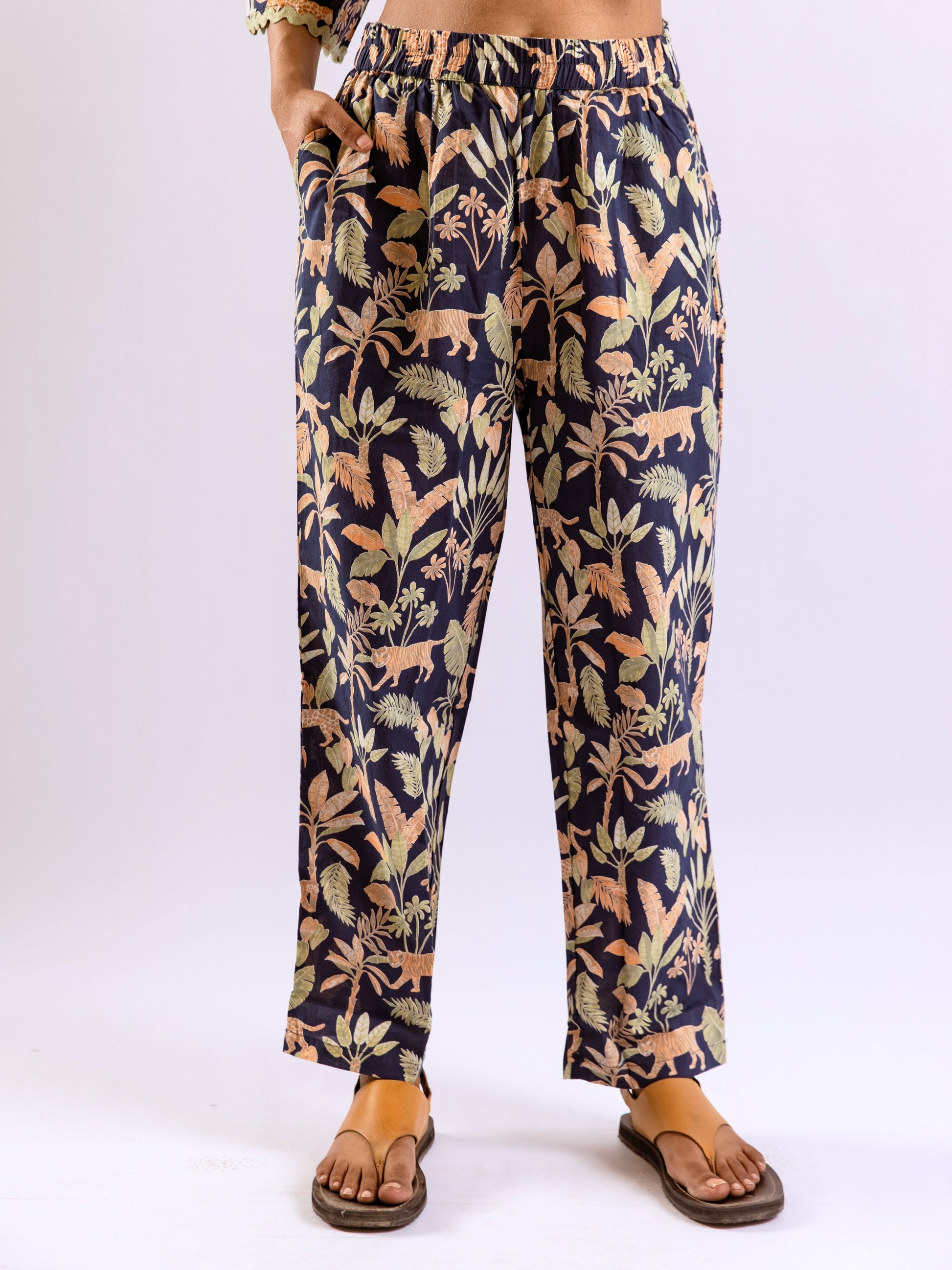 Tropical Navy Tiger Blaze Round Collar Co-Ord Set