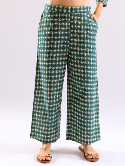 Teal Botanical Jaal  Pure Cotton Round neck Co-ord set