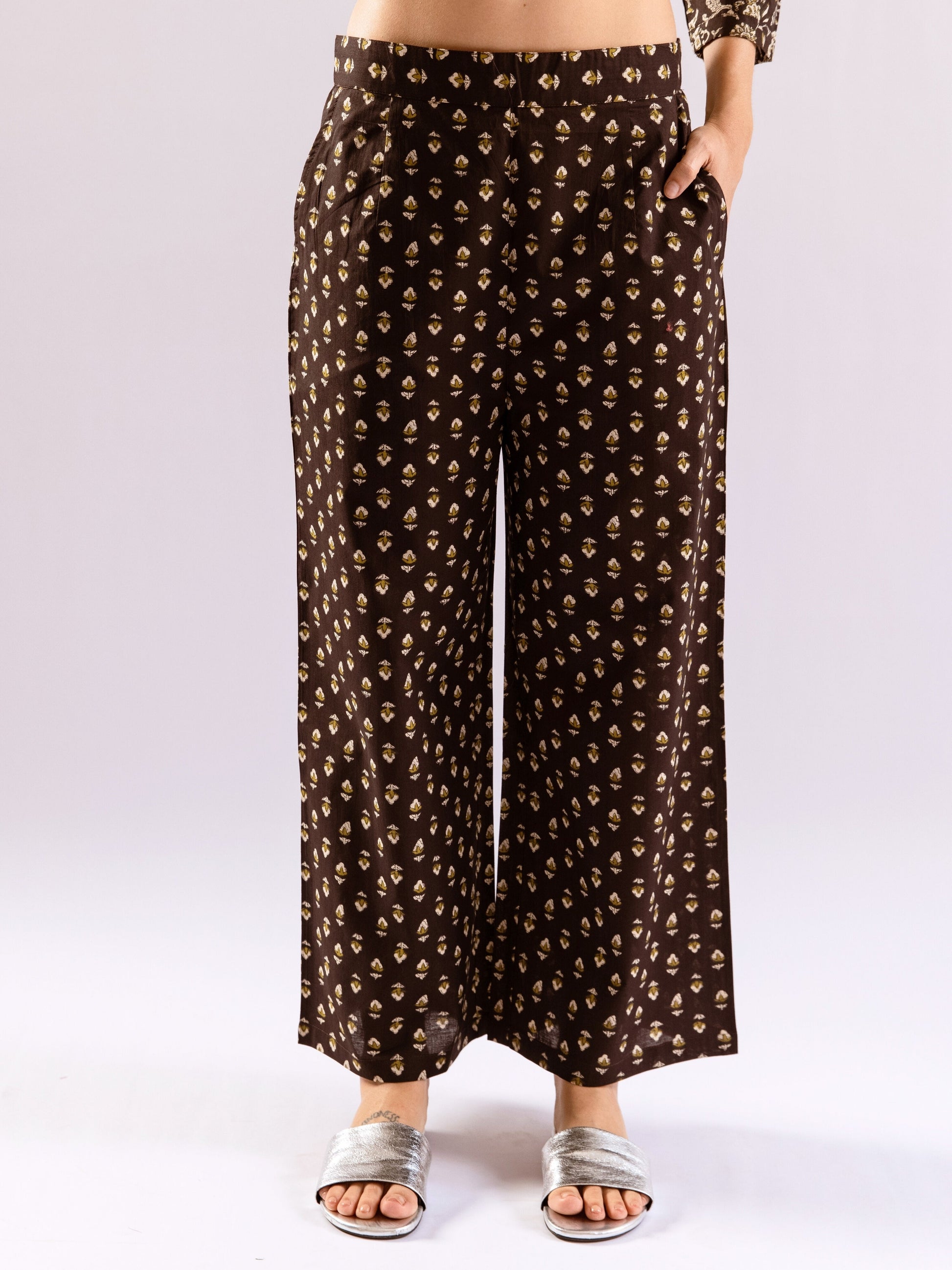 Black Flora Fiesta Pure Cotton Collar Shirt Co-ord set