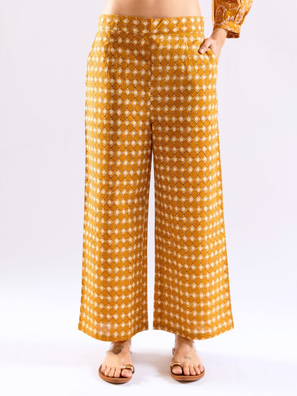 Mustard Flora Flick Pure Cotton Back Pleated Co-ord set