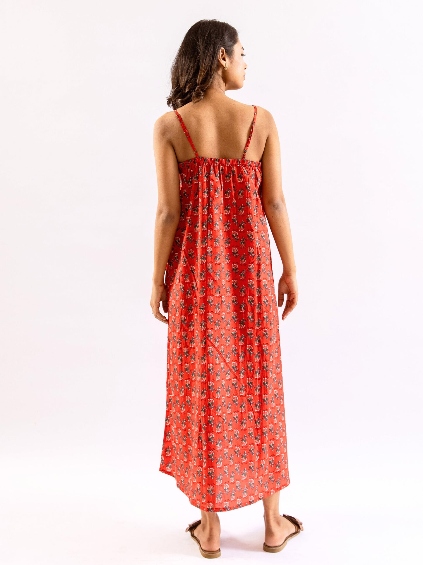 Red Lazy Daisy Pure Cotton V neck Sleepwear Robe Set