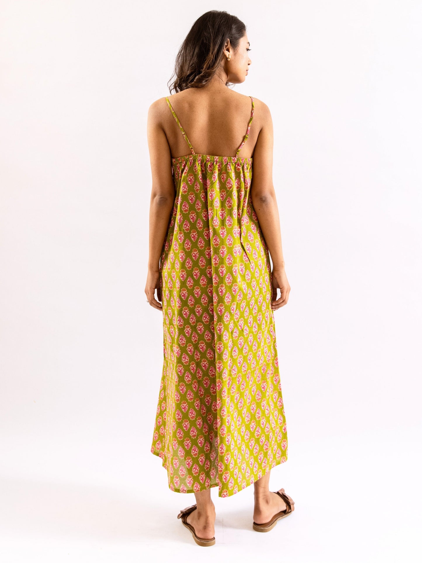 Lime Green Sassy Citrus Pure Cotton V neck Sleepwear Robe Set