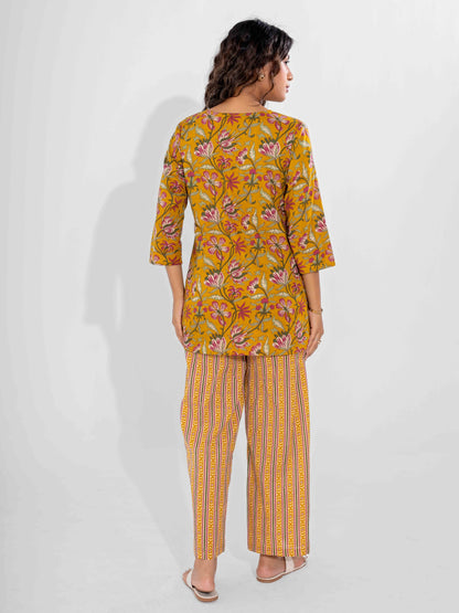 Yellow Dusk Pure Cotton Round Neck Co-ord Set