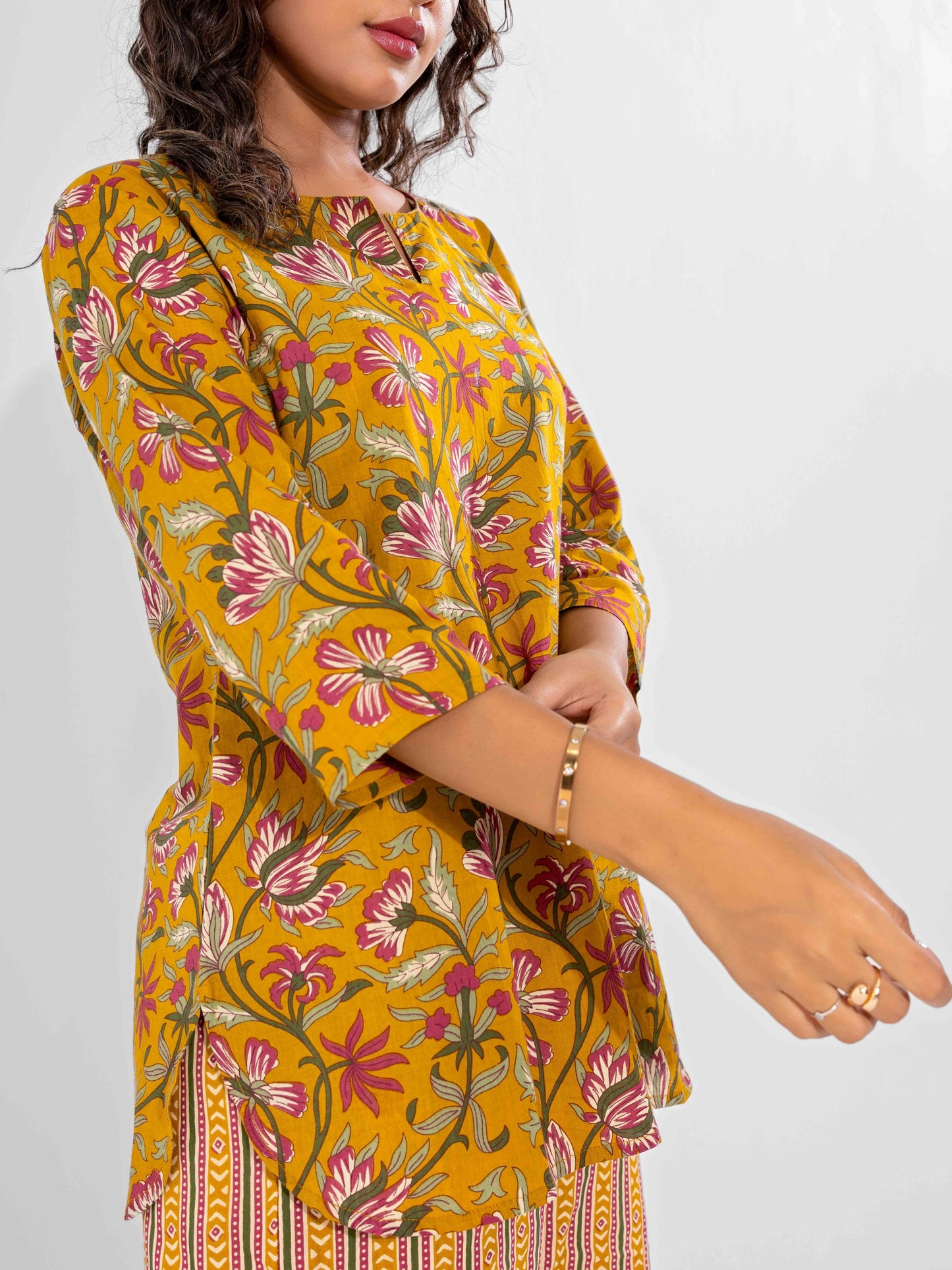 Yellow Dusk Pure Cotton Round Neck Co-ord Set