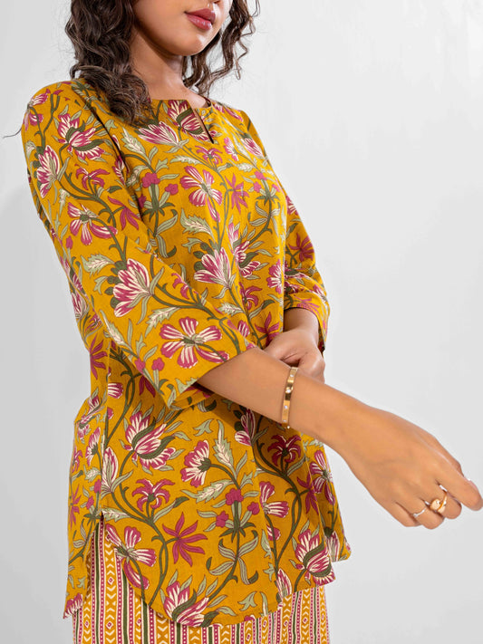 Yellow Dusk Pure Cotton Round Neck Co-ord Set