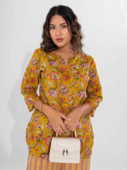 Yellow Dusk Pure Cotton Round Neck Co-ord Set