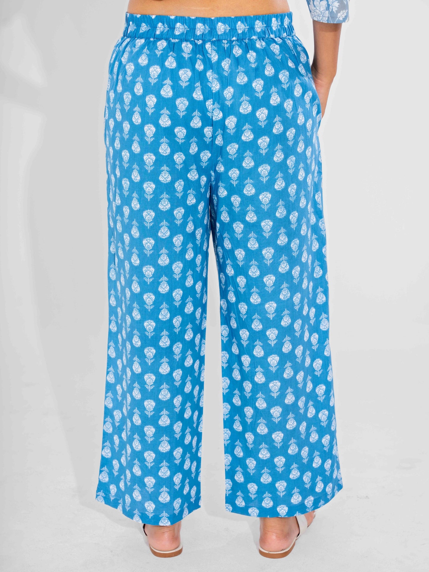 Blue Calm Pure Cotton Round Neck Co-ord Set