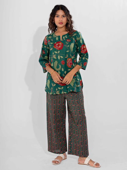 Green Ease Pure Cotton Round Neck Co-ord Set