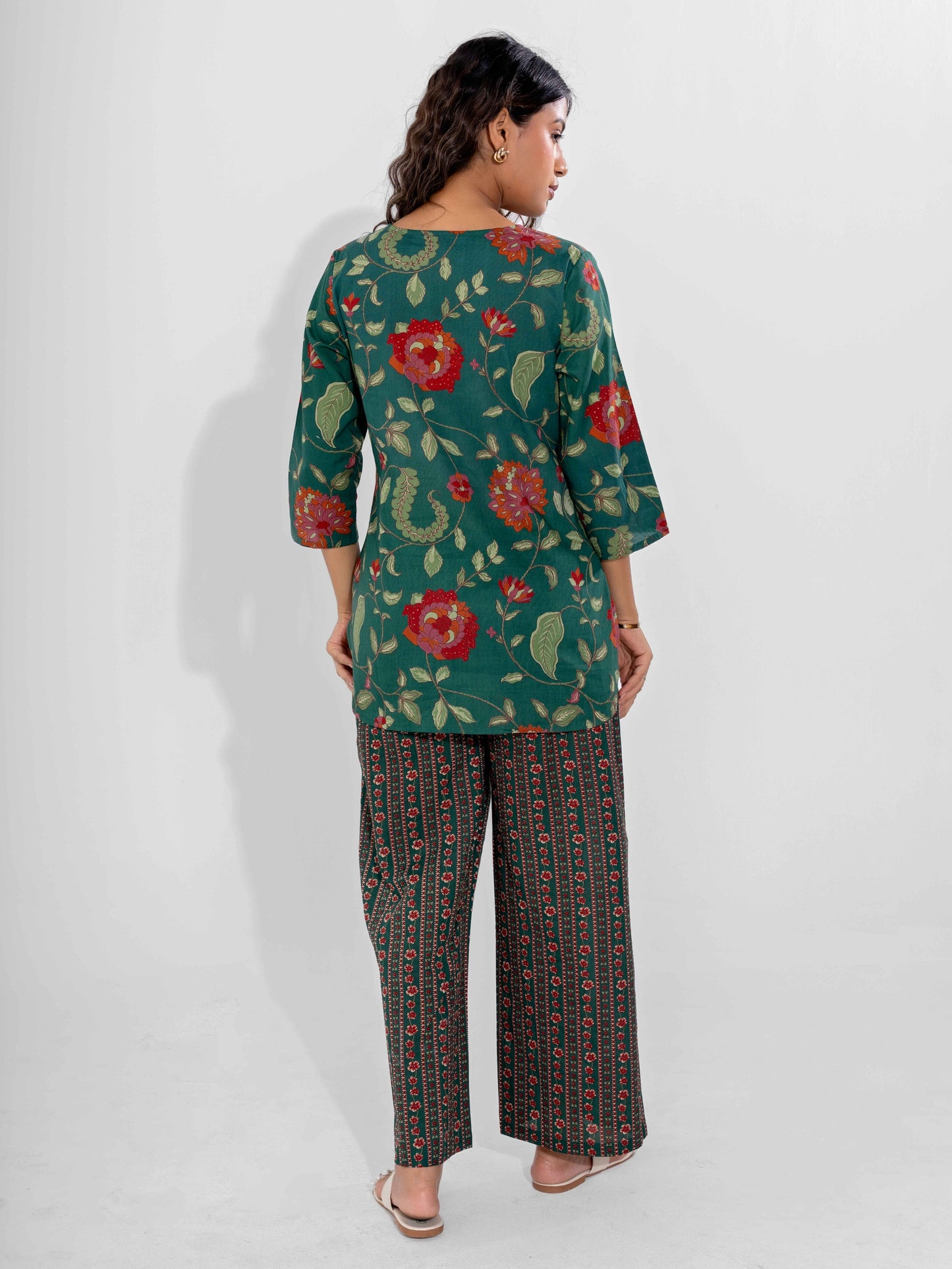 Green Ease Pure Cotton Round Neck Co-ord Set